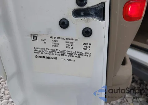 2000 Buick Lesabre Limited из США, поврежденный, VIN 1G4HR54K4YU204317